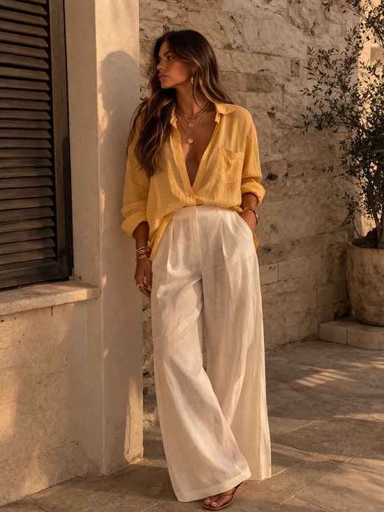 Vintage Tops - Vintage • Fluid Silk Shirt • 100% Silk • Fits L–XL